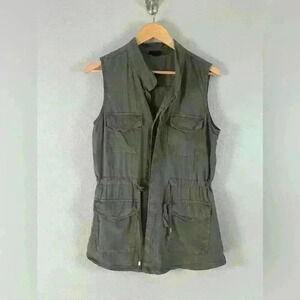 Mossimo Olive Green Button Down Utility Cargo Vest Pockets Medium